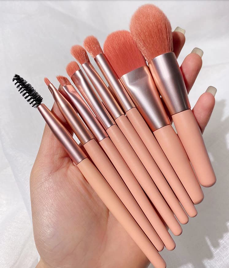 Liasun Travel Makeup Brush Set 8PCS Mini Size Premium Synthetic Fiber Foundation Blush Concealer Eyebrows Eye Shadow Angled brush Lip Make up Brush