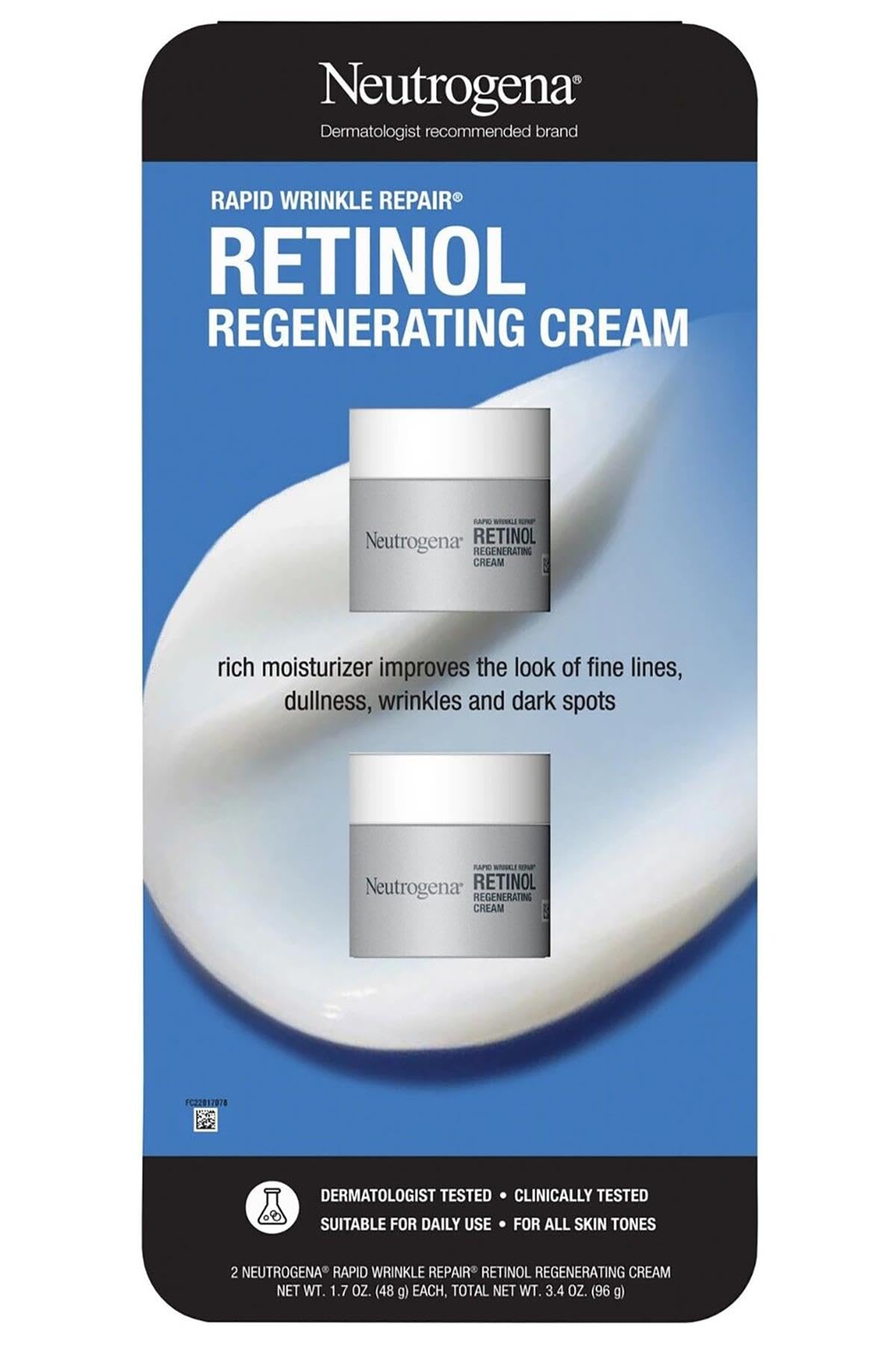 Neutrogena Rapid Wrinkle Repair Retinol Face Moisturizer, Fragrance Free, Daily Anti-Aging Face Cream with Retinol & Hyaluronic Acid to Fight Fine