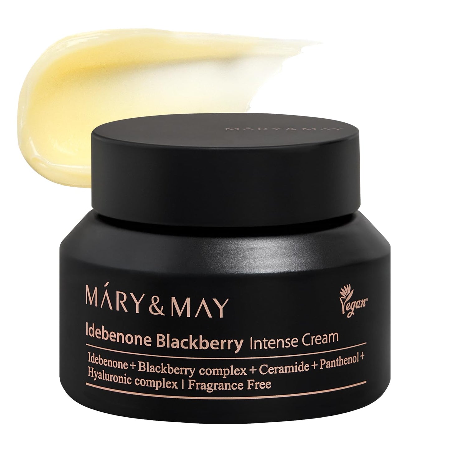 Mary&May Idebenone Blackberry Cream (4x Vitamin C Power) - Anti-Aging Moisturizer for Dry & Dull Skin, 63% Berry Complex & 5 Ceramides, 48H Hydration