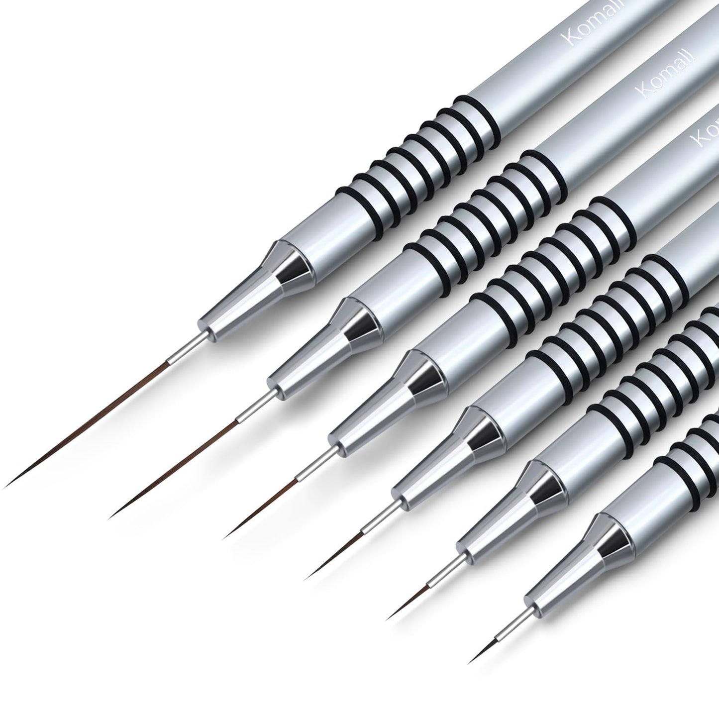 Komall Metallic Nail Art Brushes, 6Pcs Non-slip Liner Brushes Set, Silver Beauty and Personal Care Komall Default Title