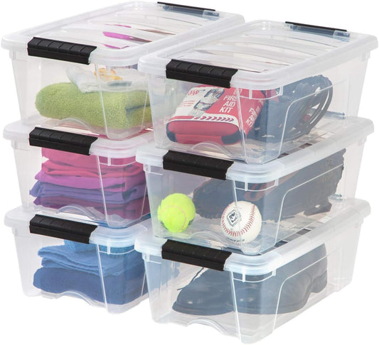 IRIS USA 13 QT Plastic Storage Box with Lid and Latches - 6 Pack - BPA-Free, See-Through Organizing Solution, Durable Nestable Stackable Containers…