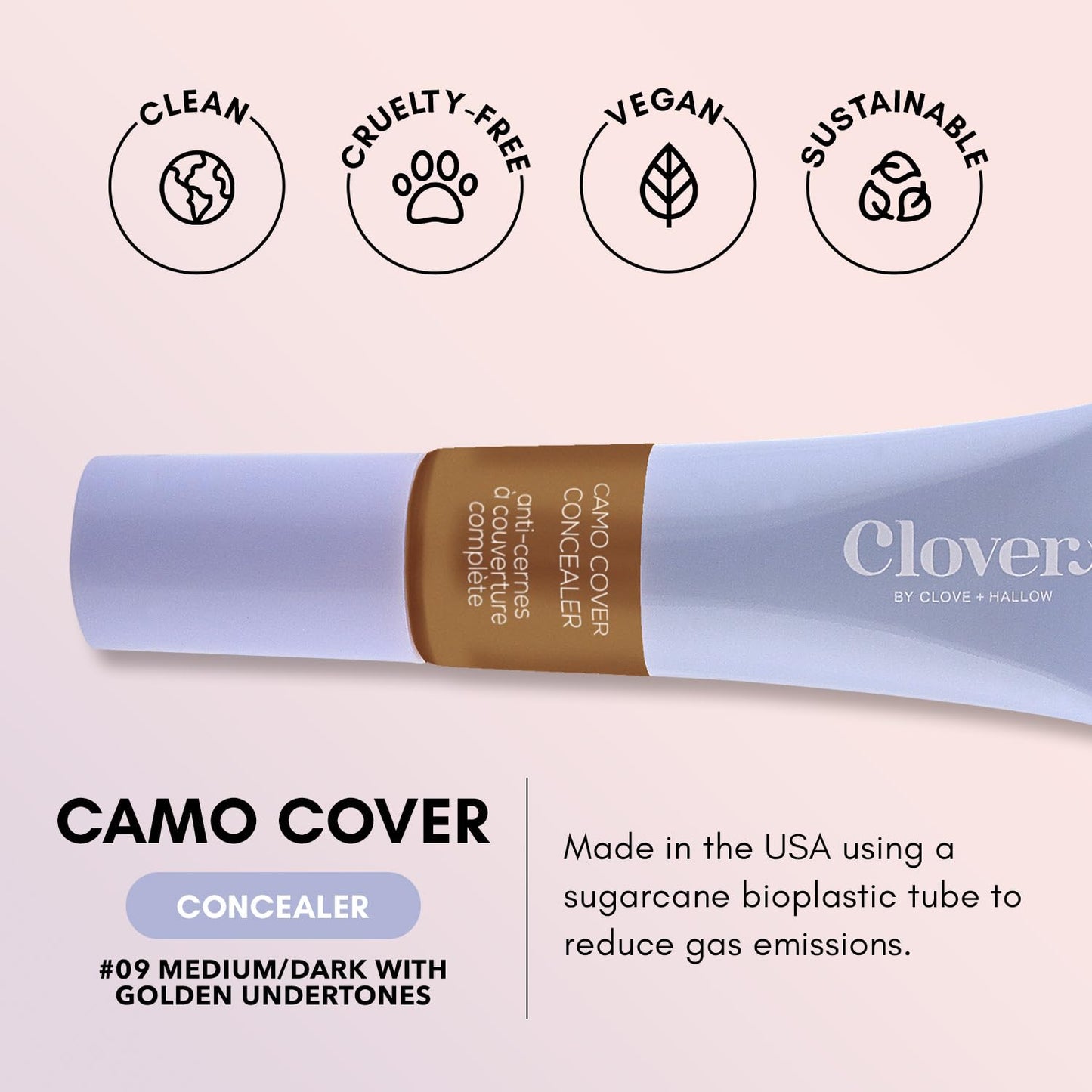 Clover Camo Cover Face & Under Eye Concealer Cruelty-Free & Vegan Natural Makeup