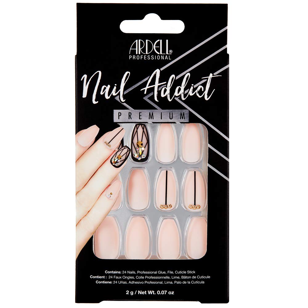 Ardell Nail Addict Premium Artificial Nail Set, Blush Geometric Crystals Beauty & Personal Care Ardell