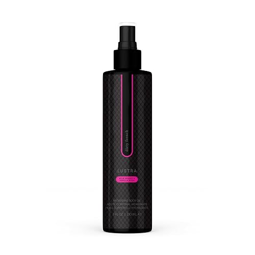 Pure Romance Lustra Hydrating Body Oil, Dirty French Scent, 7 fl oz, Coconut Jojoba Avocado Oils for Moisturized Skin