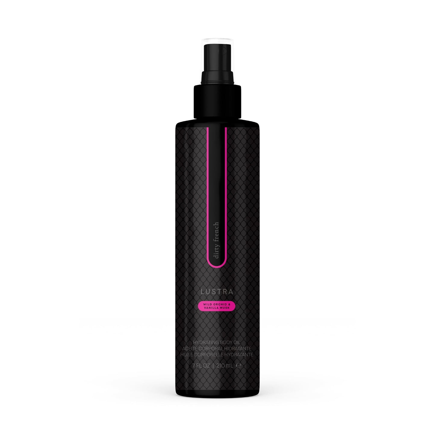 Pure Romance Lustra Hydrating Body Oil, Dirty French Scent, 7 fl oz, Coconut Jojoba Avocado Oils for Moisturized Skin