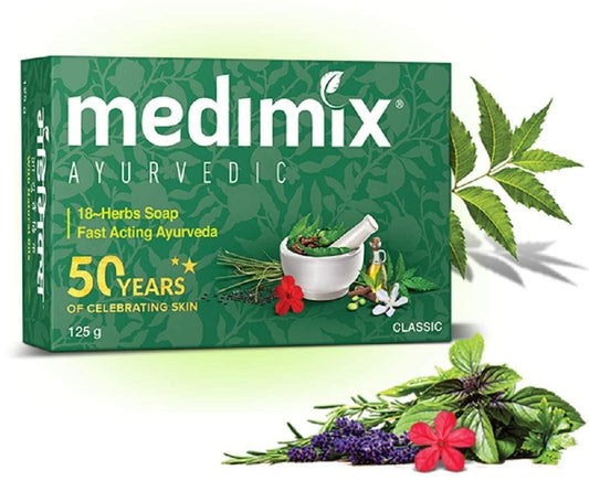 Medimix Herbal Handmade Ayurvedic18 Herb Soap for Healthy and Clear Skin, 125 Gram (Pack of 12) Beauty & Personal Care Medimix