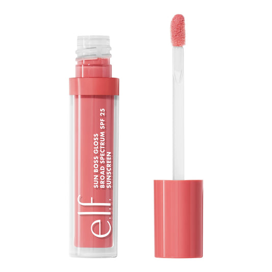 e.l.f. Sun Boss Gloss SPF 25, Pigmented Lip Gloss For A High-Shine Finish, Moisturizing & Conditioning Formula, Vegan & Cruelty-Free, Blush Much? Beauty & Personal Care e.l.f.