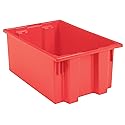 Akro-Mils 35190 Nest and Stack Plastic Storage Container and Distribution Tote, (19-1/2-Inch L x 15-1/2-Inch W x 10-Inch H), Red, (6-Pack)