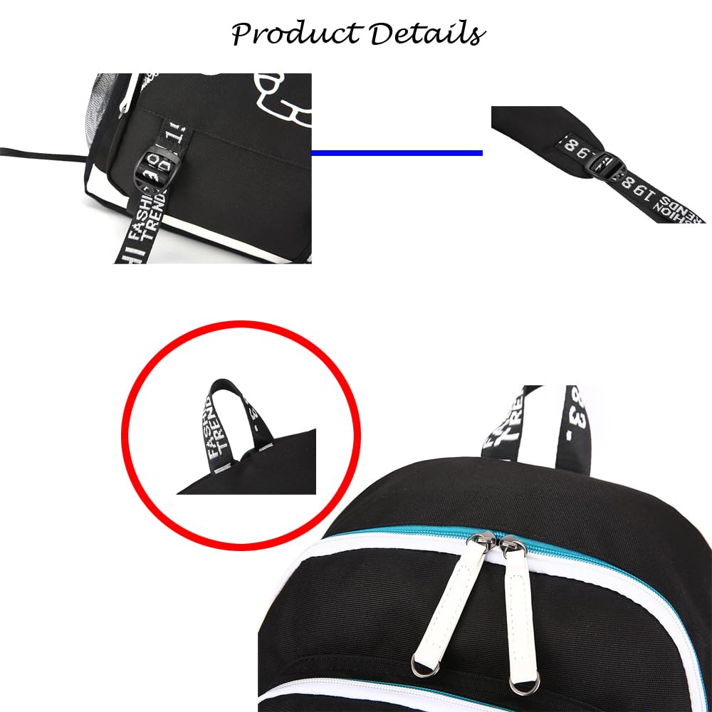 KARFRI Soccer Player 7 Multifunction Sport Backpack Travel Laptop Football Fans Bag for Men Women (Black lines - 1)