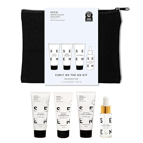 SEEN Curly On The Go Kit, Fragrance Free - Non-Comedogenic & Safe for Sensitive Skin - Curl-Defining Styling Hair Bundle - Anti Frizz - Heat