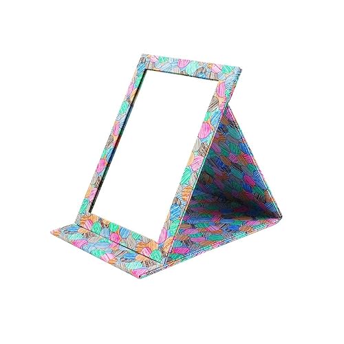PNVXNUS Folding Travel Mirror - Crystal-Clear HD Vanity Mirror with Adjustable 90°/145° Stand, Ultra-Slim Leather-Covered Portable Makeup Mirror