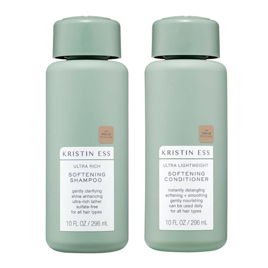 Kristin Ess Softening Moisture Repair Shampoo and Conditioner Set for Dry Hair - Light Fragrance - Anti-Frizz - Sulfate Free + Color Safe - Deep