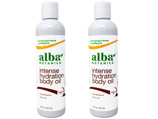 Alba Botanica Intense Hydration Body Oil, with Kukui Nut and Vitamin E, 8.5 FL OZ - 2 Pack