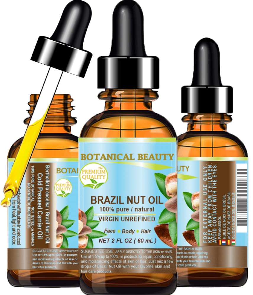 Botanical Beauty BRAZIL NUT OIL Bertholletia Excelsa WILD GROWTH RAW Brazilian 100% Pure Natural Virgin Unrefined for FACE, SKIN, BODY, HAIR, NAILS