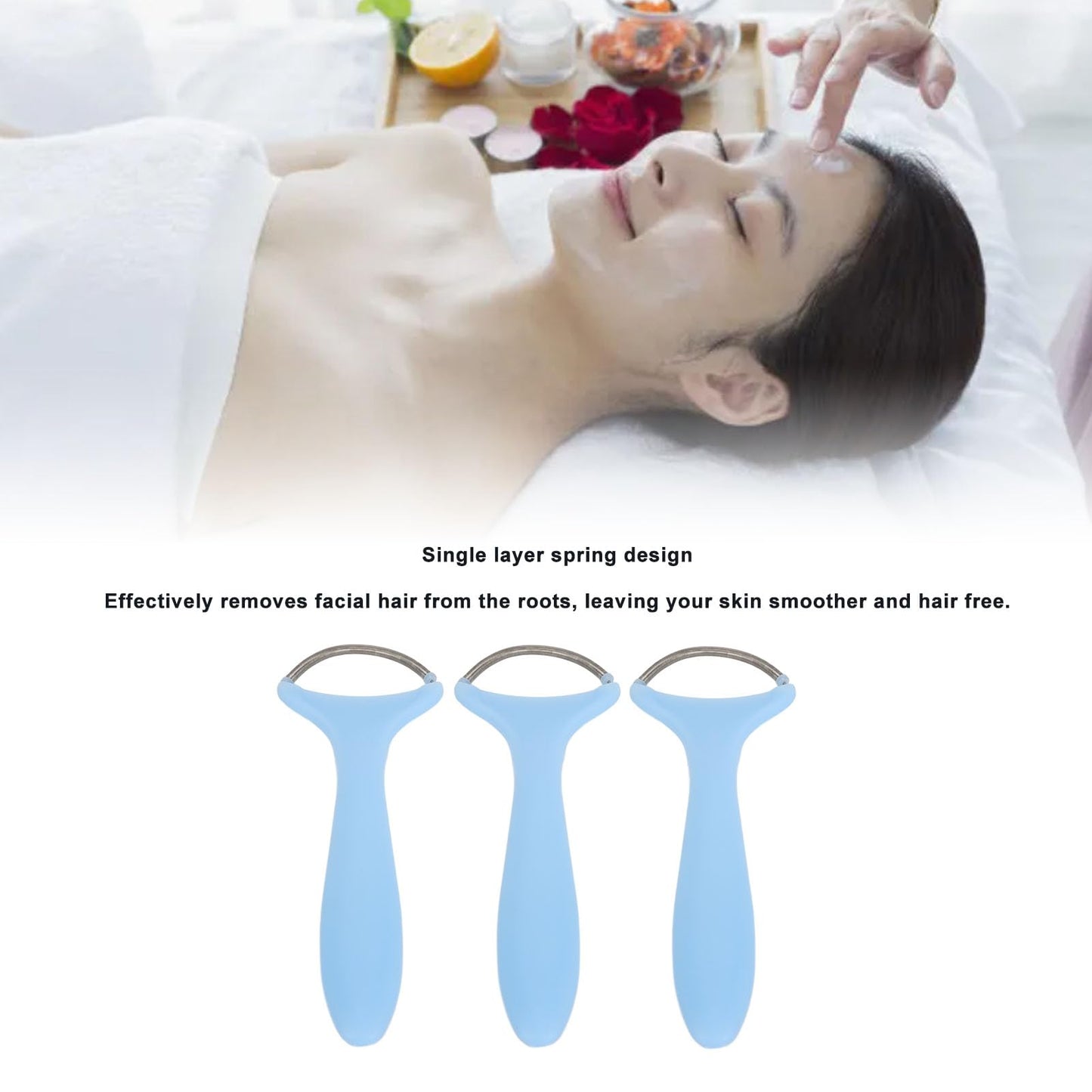 3 PCS Spring Facial Hair Remover for Women Gentle Spring Facial Threading Epilator Long Handle Stainless Steel Coil Beauty and Personal Care Uxsiya