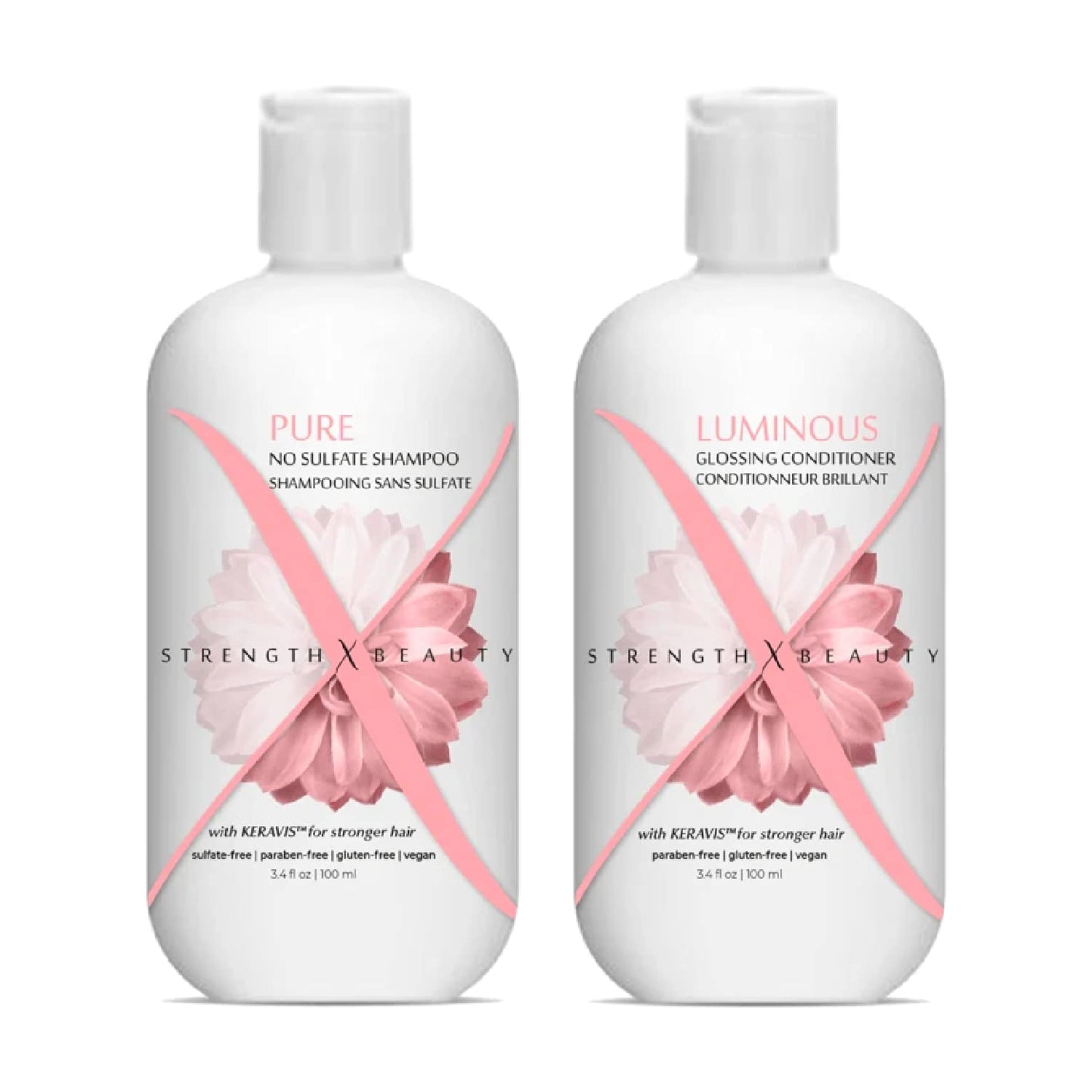 Strength x Beauty -2 pc. Discovery Set: Pure | Luminous Shampoo and Conditioner 3.4 oz. Try-Me | Travel Size