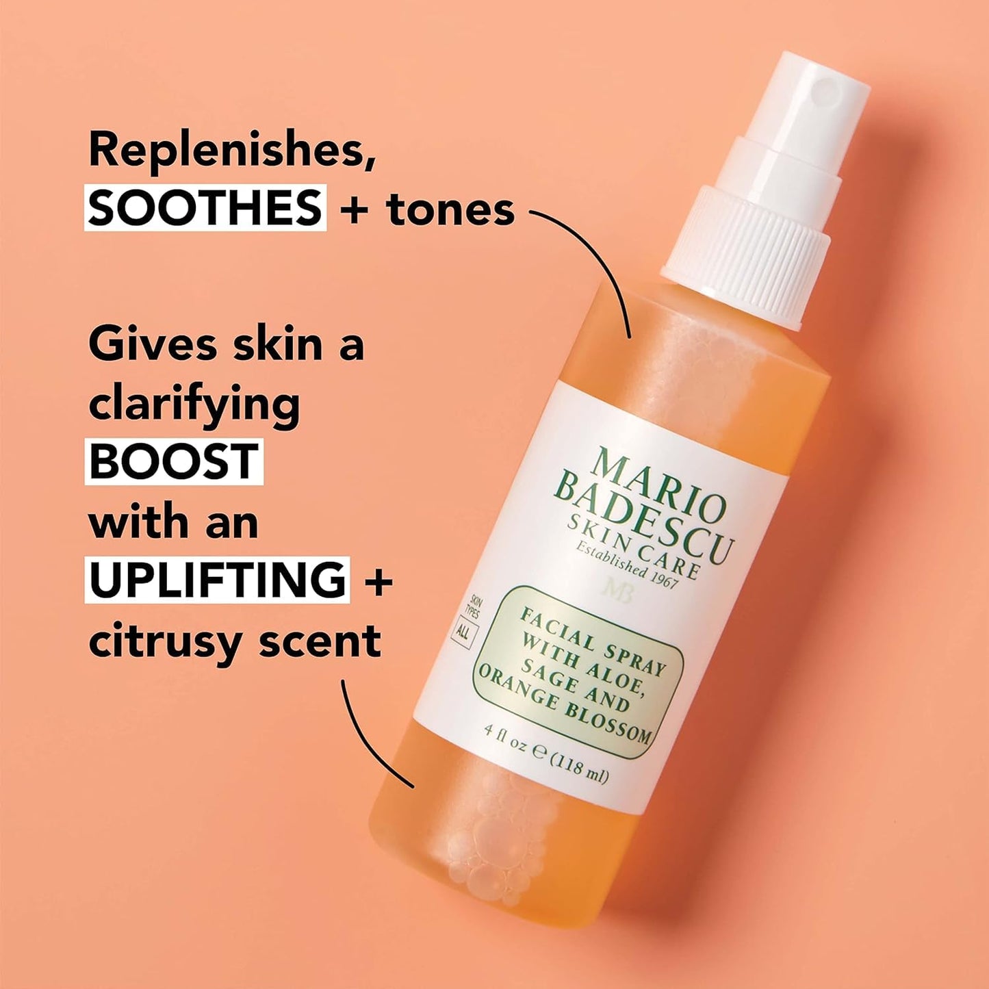 Mario Badescu Facial Spray with Aloe, Sage and Orange Blossom for All Skin Types | Face Mist That Hydrates & Uplifts | 4 FL OZ & 2 FL OZ Combo