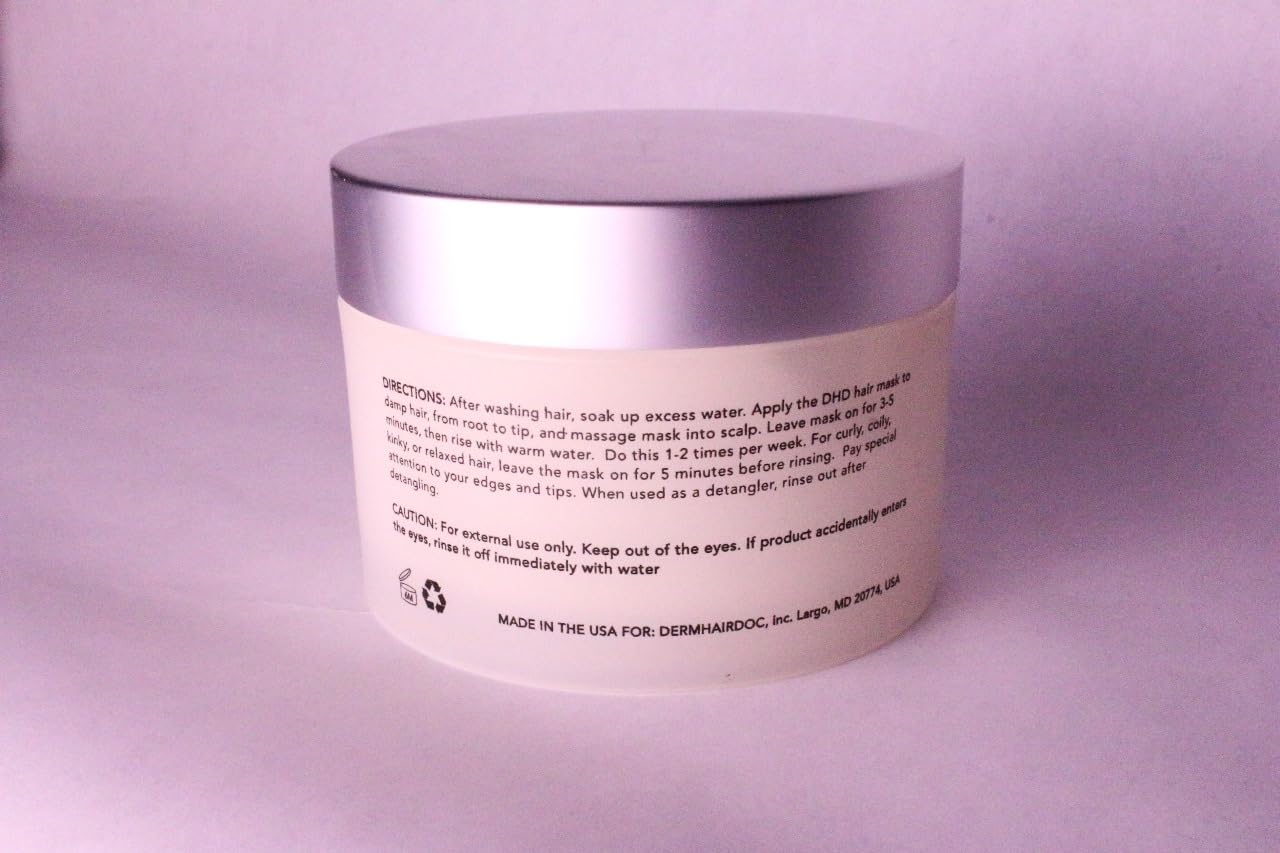 DermHairDoc Deep Conditioning Hair Mask Detangler Moisturizing Non-Toxic All-Natural Dermatologist-Developed Treatment for Curly, Dry, Frizzy