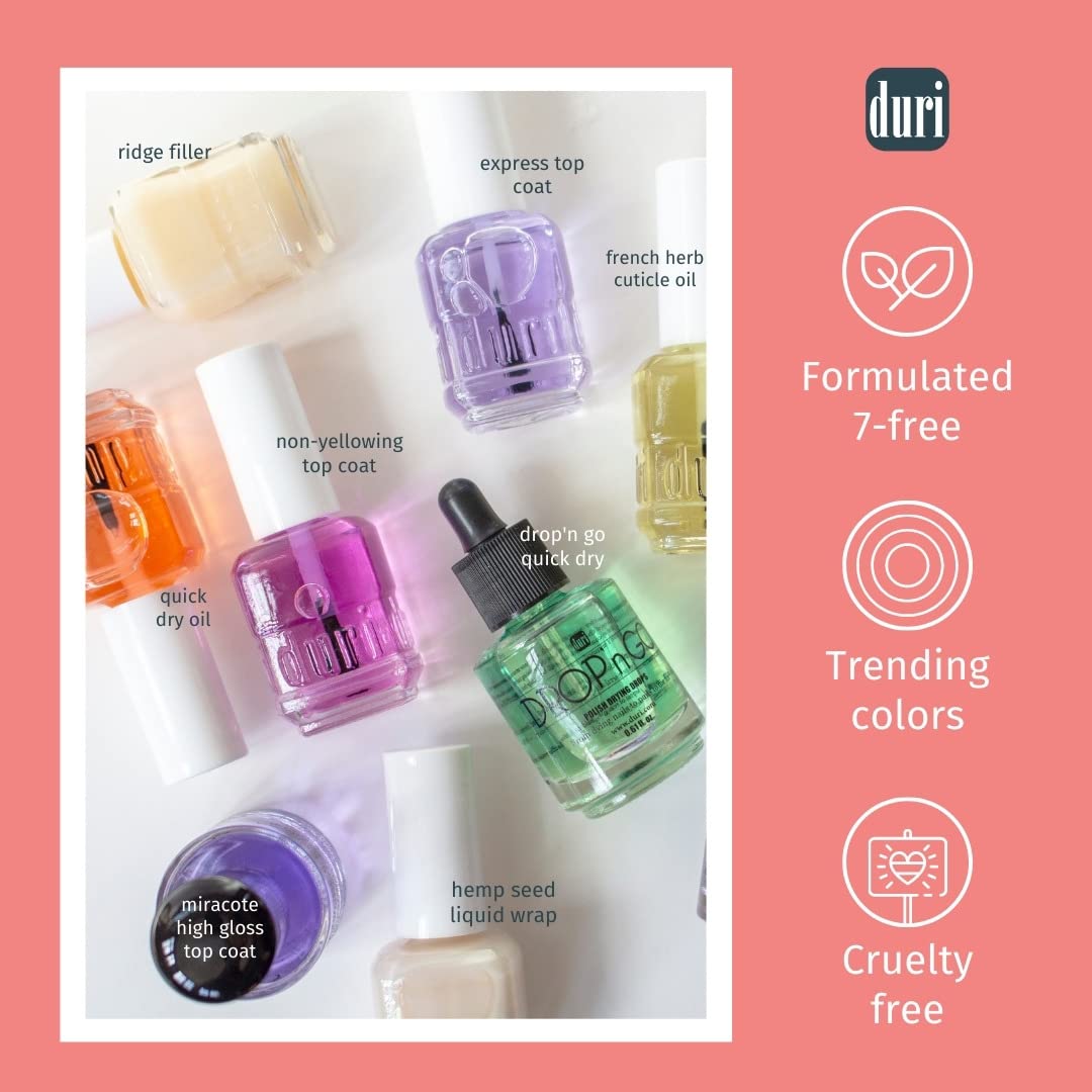 duri Nail Polish, GBD-105 Basic Beauty, French Manicure Classic 3 Piece Set, Tip, Base and Top Coat, Semi Sheer 309 Iced Roses, Quick Drying, Long