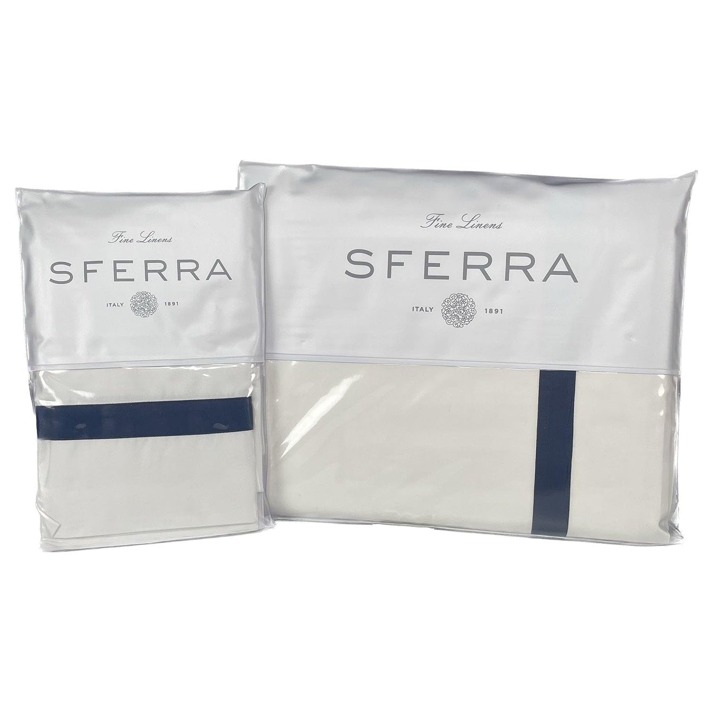Sferra Estate Collection - 100% Long-Staple 200 Thread Count Cotton Percale with Sateen Appliqué - Cooling, Soft, and Breathable Bed Linens, 4pc King
