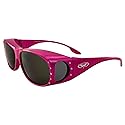Global Vision Fanfare2 Women's Sunglasses Pink Frame Smoke Lens Fits Over Glasses