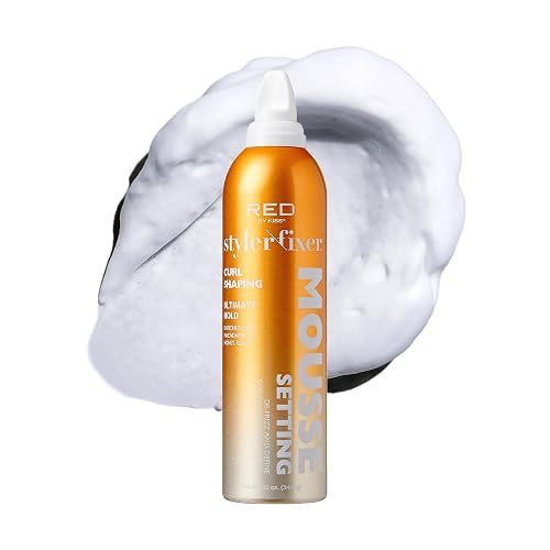 Red by Kiss Setting Mousse Braid Frizz Control, Curl Definition, Shine, Maximize Volume, Ultimate Hold, Long Lasting, Non Sticky Creamy Foam Style