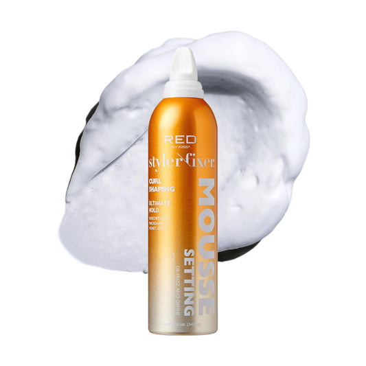 Red by Kiss Setting Mousse Braid Frizz Control, Curl Definition, Shine, Maximize Volume, Ultimate Hold, Long Lasting, Non Sticky Creamy Foam Style