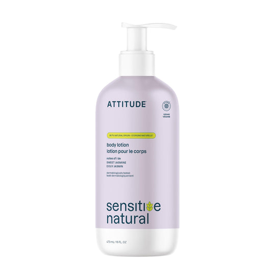 ATTITUDE Body Lotion for Sensitive Skin, EWG Verified, 98% Natural-Origin Moisturizer with Oat Extract, Vegan, Dermatologist-Tested, Hydrating Lotion