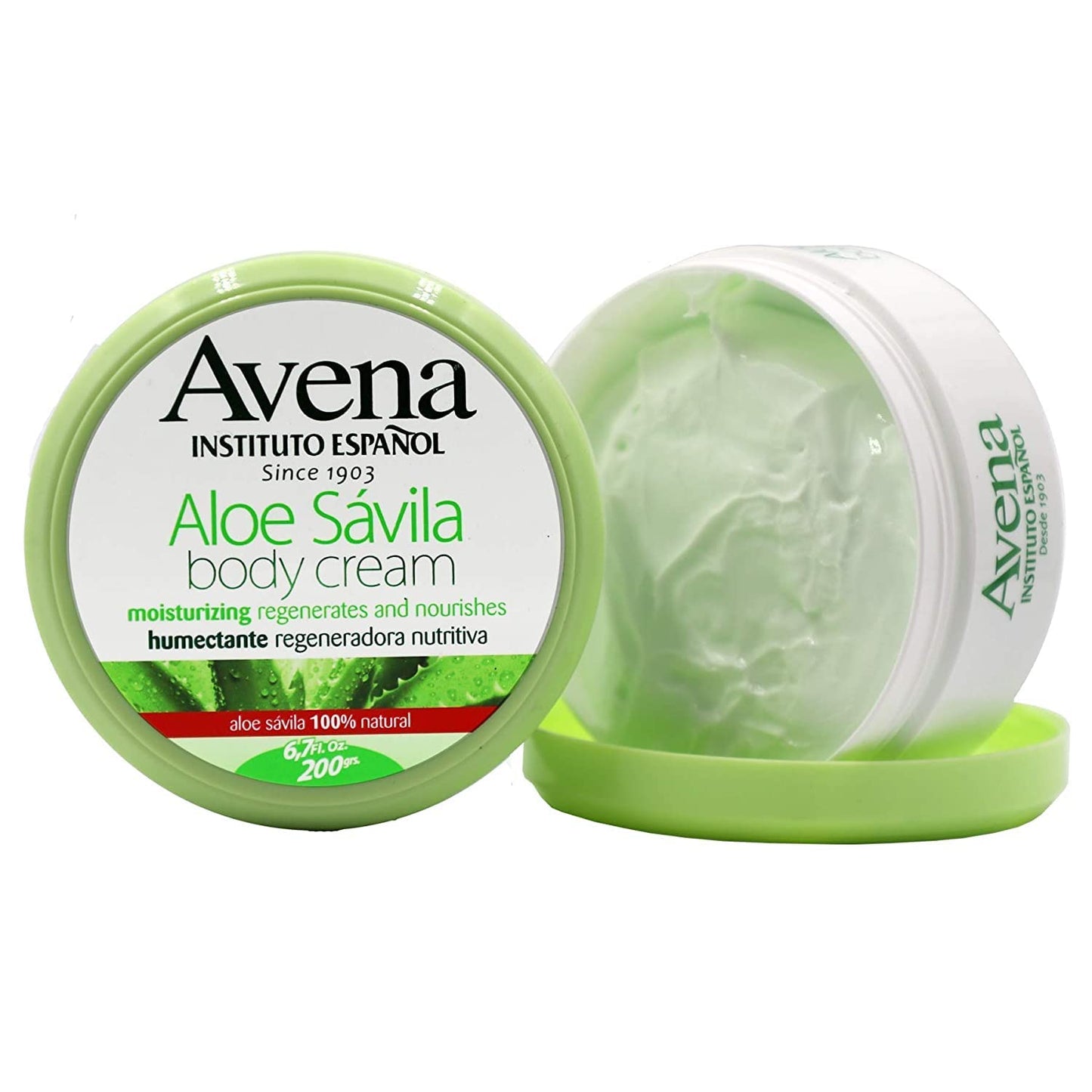 Avena Instituto Espanol Aloe Savila Body Cream, Moisturizing, Regenerates and Nourishes, 2-pack Of 6.7 FL Oz each, 2 Jars
