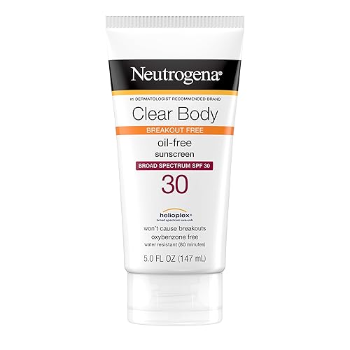 Neutrogena Clear Body Breakout-Free Liquid Sunscreen Lotion for Acne-Prone Skin, Oil-Free Sunscreen, Broad Spectrum SPF 30, Oxybenzone-Free