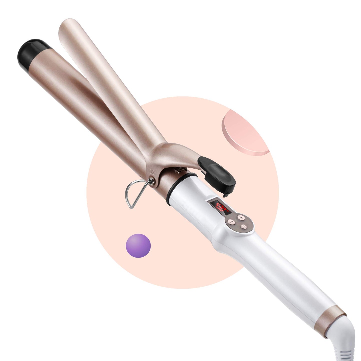 1.25 Inch Curling Iron Hair Curler with Ceramic Coating Barrel, Professional Curling Wand Instant Heat up to 450°F, LCD Display with 9 Heat Setting