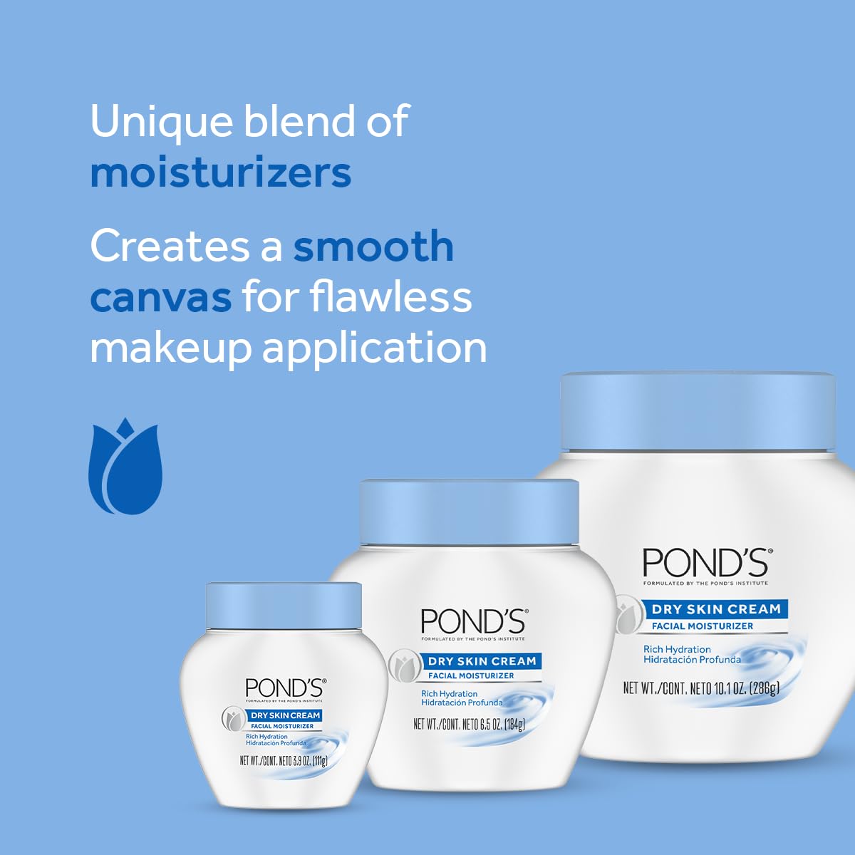 POND’S Dry Skin Cream - Moisturizing Face Cream for Deep Hydration - Daily Hydrating Facial Moisturizer for Radiant Skin - Dermatologist Tested