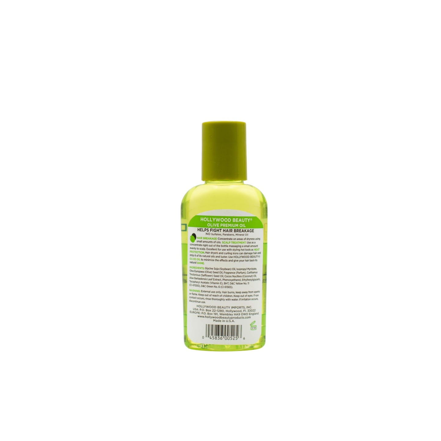 Hollywood Beauty Olive Hair Oil, 2 oz - Fights Hair Breakage, Adds Shine, Heat Protection, Moisturizes Hair & Skin, Antioxidant-Rich