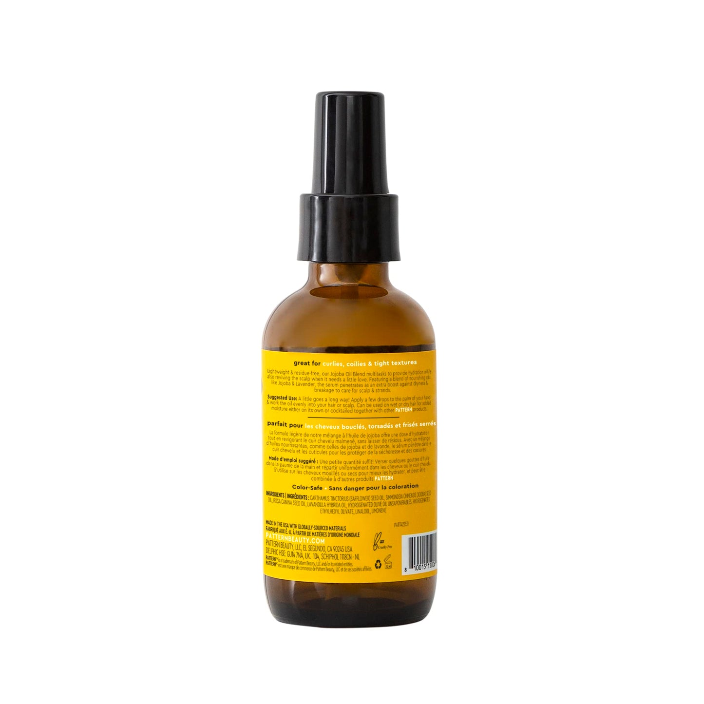 PATTERN Beauty by Tracee Ellis Ross Jojoba Hair Serum, 3.9 Fl Oz, Safflower, Jojoba, Rosehip, Olive & Lavender Oils, Lightweight Moisture Boost