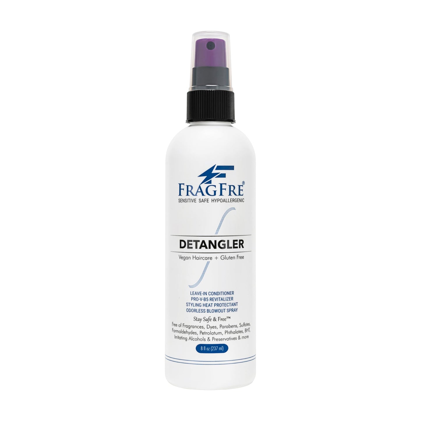 FRAGFRE Hair Detangler Spray, 8 oz - Leave in Conditioner for Sensitive Skin and Scalp - Styling Heat Protectant Spray - Gluten Free Vegan Cruelty