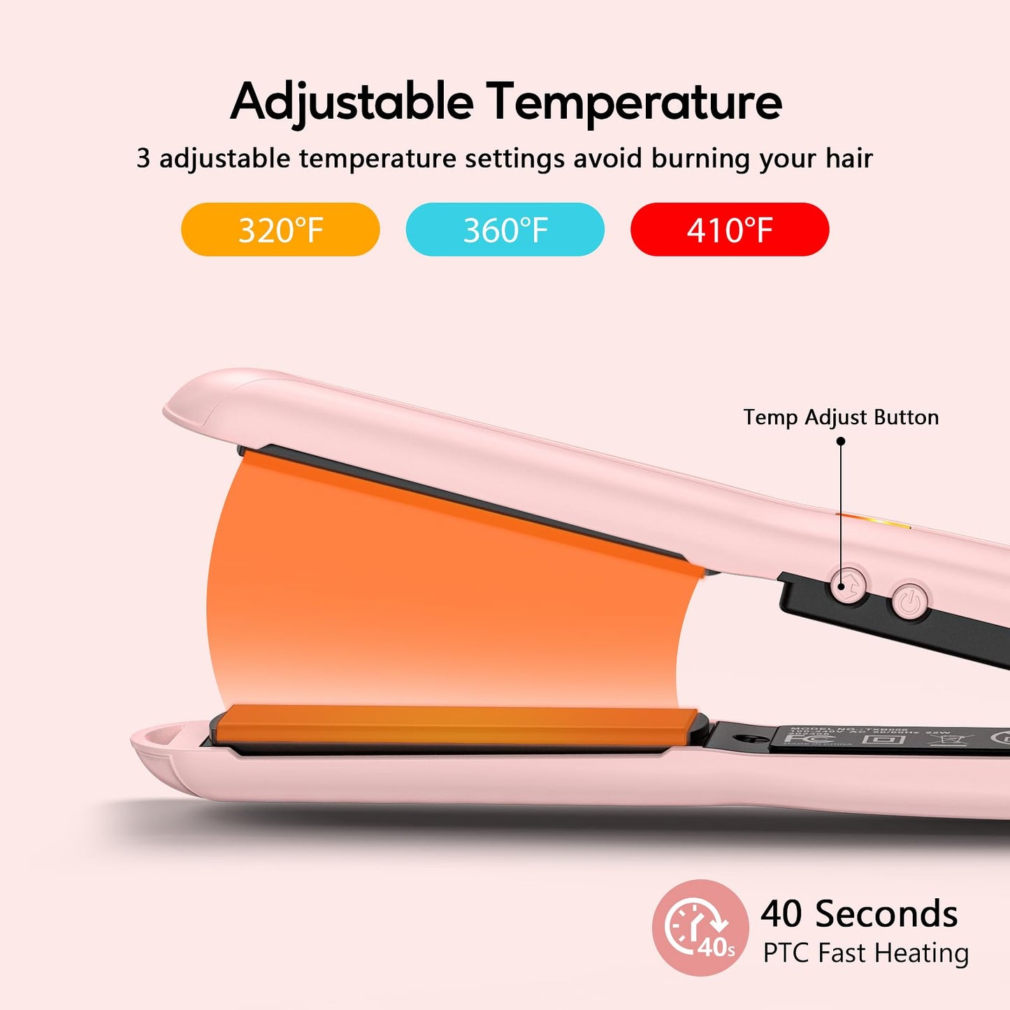 Terviiix Mini Flat Iron Hair Straightener, Adjustable Temperature, Travel-Size, 1/2" Ceramic Plates, Dual Voltage, Auto-Off, Pink Beauty and Personal Care Terviiix