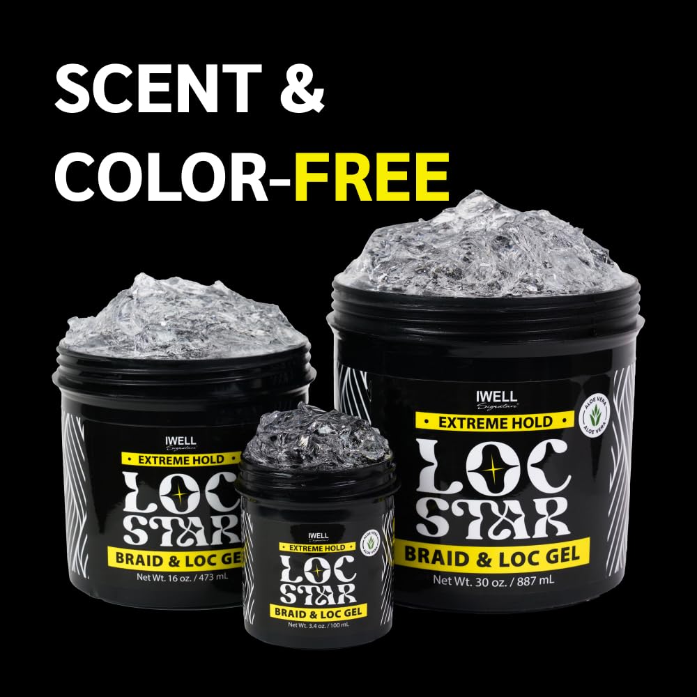 IWELL Signature Loc Star Braid & Loc Gel, 16 fl oz | Extreme Hold for Braids, Locs, Twists, Cornrows & Edges | Smooths & Tames Frizz | No Heavy