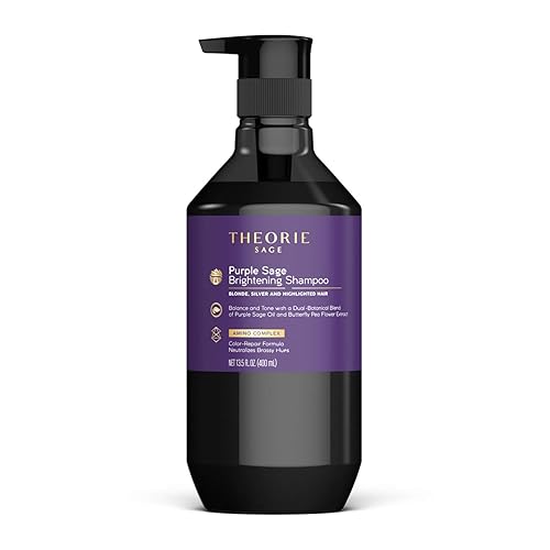 Theorie Purple Sage Brightening Shampoo- Balance, Tone & Brighten Blonde, Silver, Grey, Bleached, Color Treated or Highlighted Hair, Eliminate