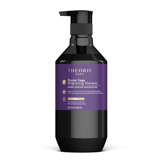 Theorie Purple Sage Brightening Shampoo- Balance, Tone & Brighten Blonde, Silver, Grey, Bleached, Color Treated or Highlighted Hair, Eliminate
