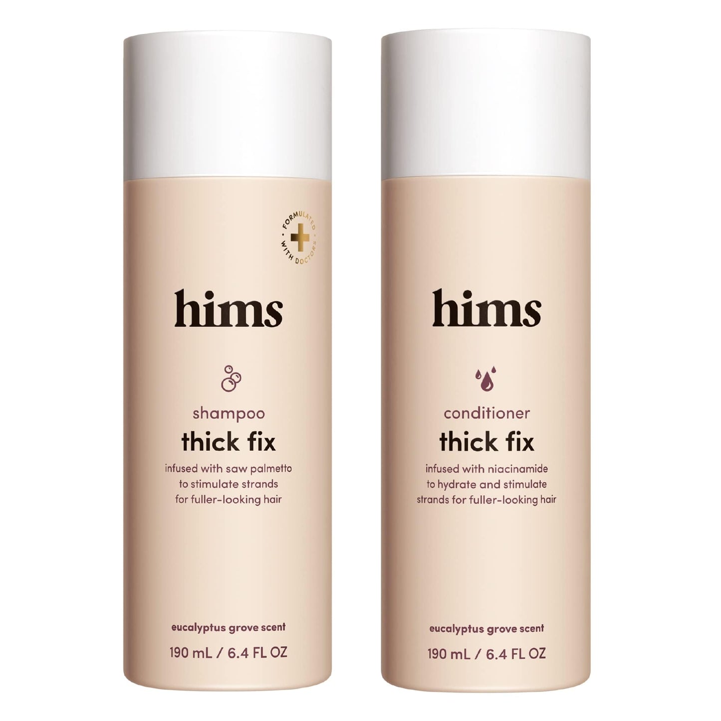hims Thick Fix Shampoo & Conditioner Set - Saw Palmetto for Healthy Hair Growth & Thickening - Scalp Cleansing - Vegan, Sulfate-Free & Cruelty-Free