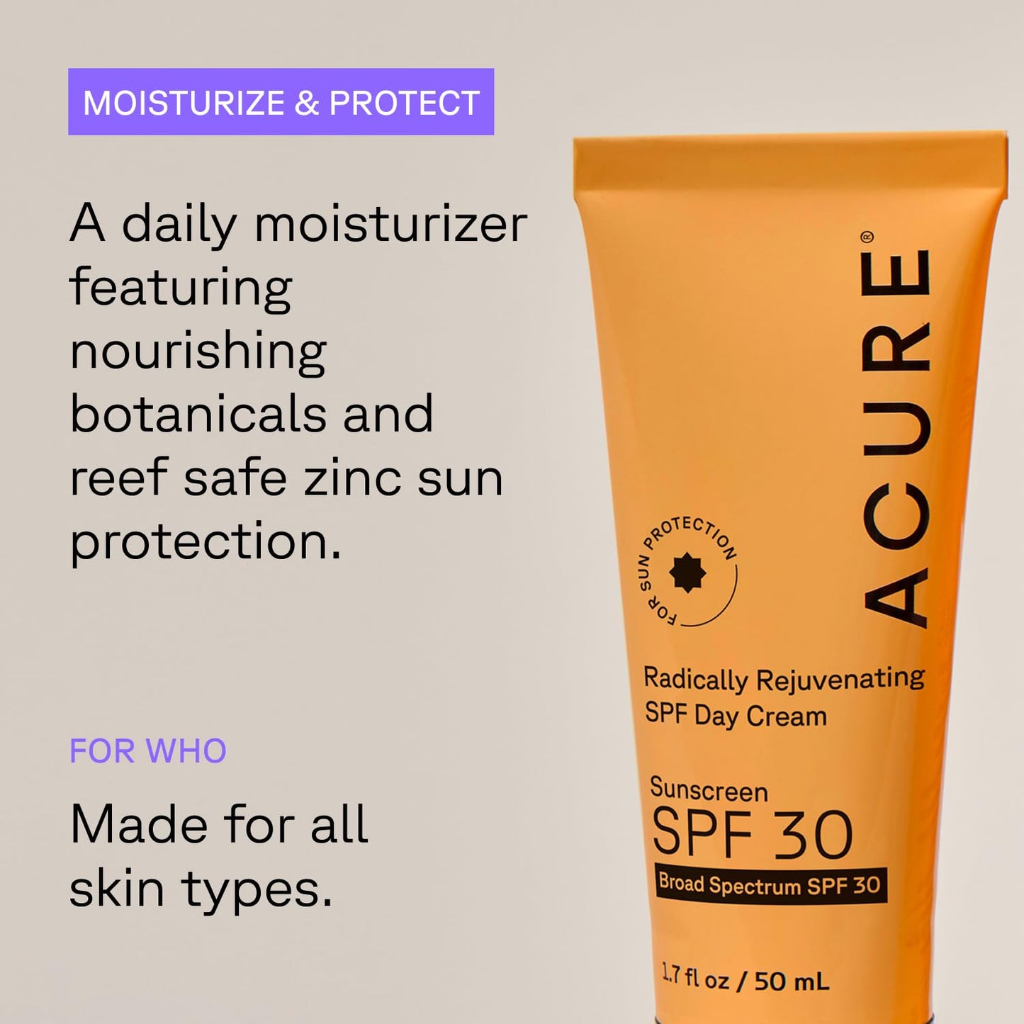 Acure Radically Rejuvenating SPF 30 Day Cream - Face Moisturizer with SPF 30 & Vitamin C, Anti Aging Sunscreen, Hydrating Face Cream, Daily Facial