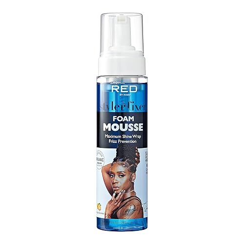 Red by Kiss Foaming Mousse, Maximum Shine Wrap Mousse, Reduce & Prevent Frizz, Define Curls, Hold Styles, Nourishes Dry and Crips Hair, Enriched