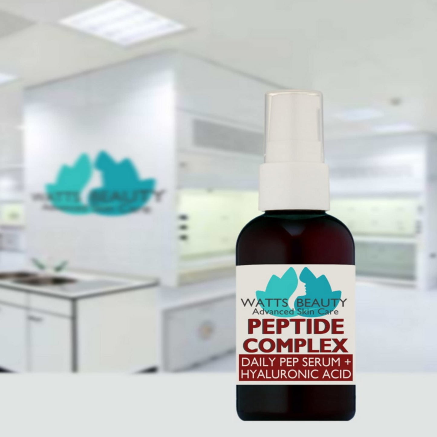 Watts Beauty Peptide Anti-Aging Face Serum - Hyaluronic Acid and Collagen Boosting Daily Face Care Polypeptide Complex with L-Arginine Firms Wrinkles