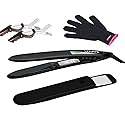 LOVANI Titanium Flat Iron, 450F High Heat Hair Straightener with Digital LCD, Dual Voltage, Auto Shut Off, Heat Resistant Bag, Glove and 2 Hair Clips