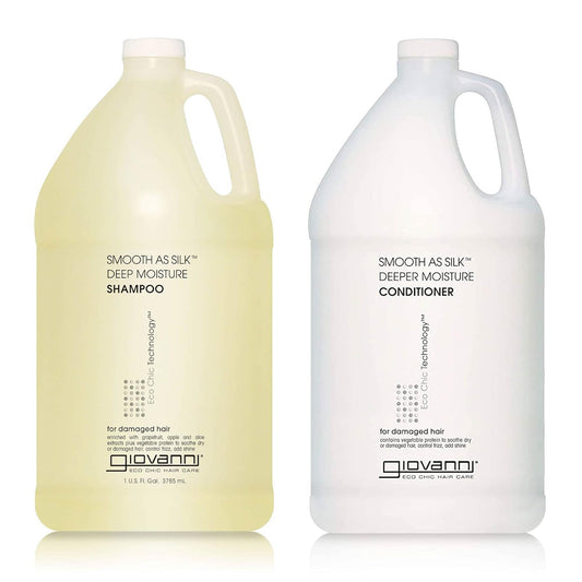 GIOVANNI Eco Chic Smooth as Silk Deep Moisture Shampoo & Conditioner Set - Aloe Extract, Calms Frizz, Detangles, Lauryl & Laureth Sulfate Free Beauty & Personal Care GIOVANNI