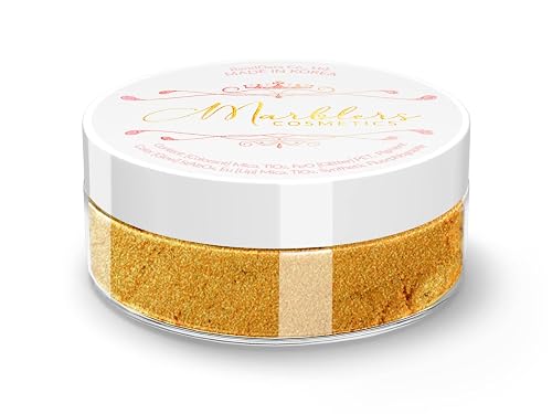 MARBLERS Fine Synthetic Mica Powder [Flex Gold] 0.11oz (3g) | Highly Pigmented | Non-Toxic, Vegan, Cruelty-Free | Lip Gloss, Lipstick, Bath Bomb, Nail