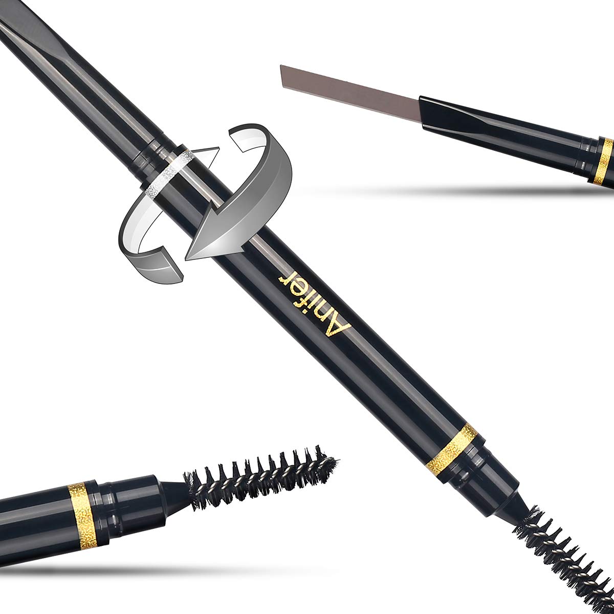 ANIFER Eyebrow Pencil Dark brown Waterproof Smooth Natural Cruelty Free (Dark brown #2)