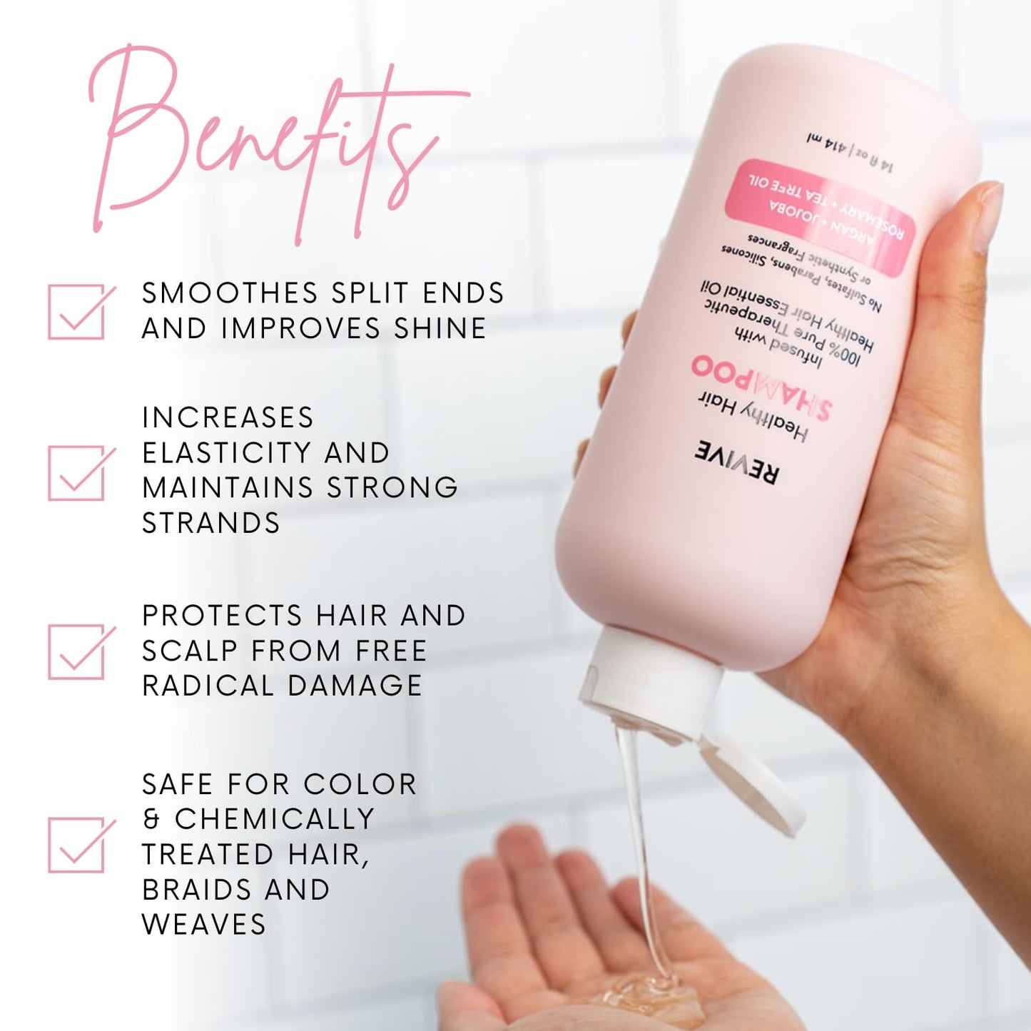 Healthy Hair Shampoo & Conditioner Set by REVIVEEO - Strengthening, Hydrating, Scalp-Nourishing, Biotin, Argan Oil
