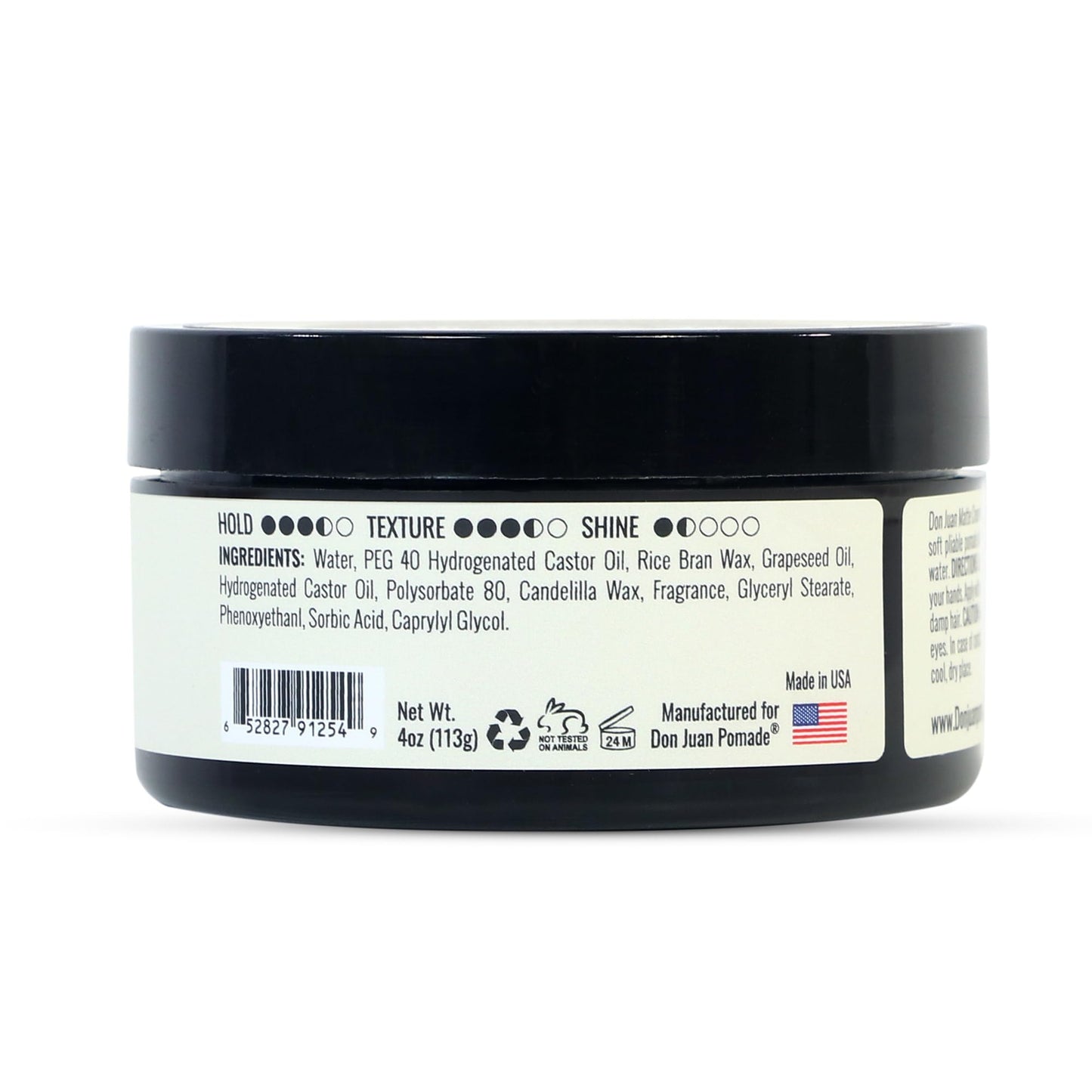 Don Juan Handcrafted Matte Cream Pomade 4oz - Medium Hold - Matte Finish - Water Based - Barbershop Scent
