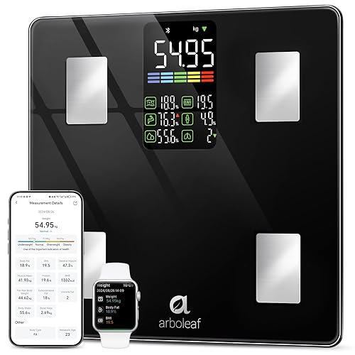 Arboleaf Smart Scale with BMI, Body Fat, Muscle Mass, 14 Composition Metrics, Large LED Display, Digital Bathroom Scale for Weight, Accurate Weighing…
